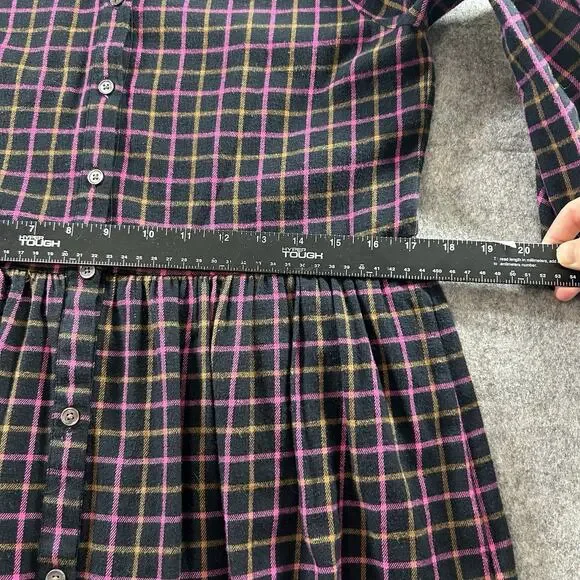 Madewell Dress Women’s 00 Plaid Flannel Raglan Button-Front Shirtdress Oversized - Picture 4 of 8